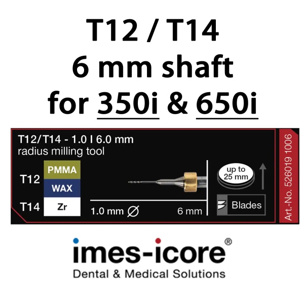 Zirconium / PMMA / Wax 1mm milling tool  T12 / T14