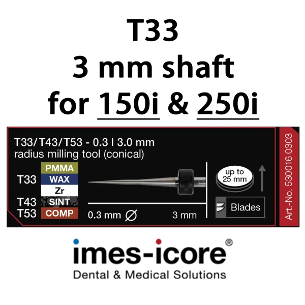 Zirconium / PMMA / WAX 0.3mm milling tool T33
