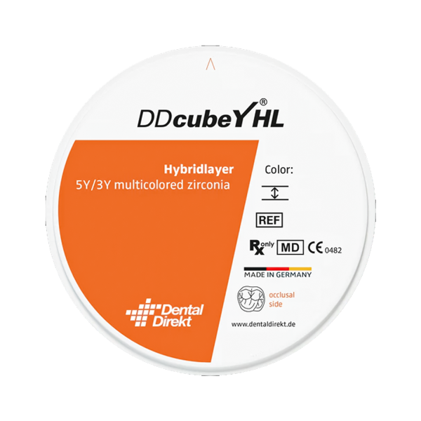 DD cubeY HL Zirconia – Многослоен 5Y/3Y Хибриден Цирконий за CAD/CAM